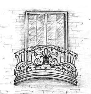 эскиз кованого балкона