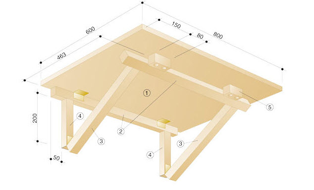 схема откидного столика для балкона